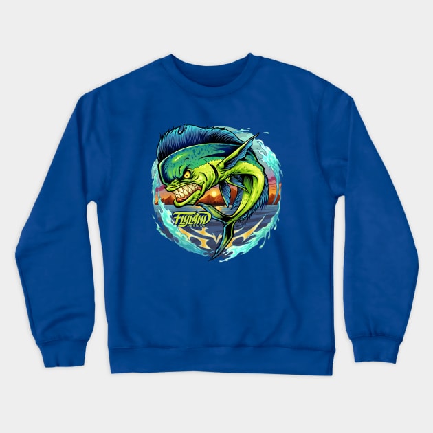 Angry Mahi-Mahi Crewneck Sweatshirt by FlylandDesigns